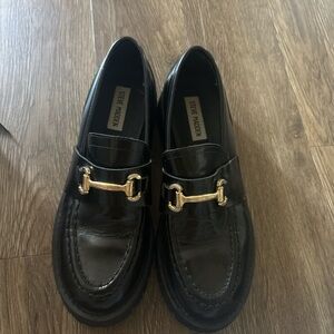 Steve Madden Black Loafers with Gold Accent